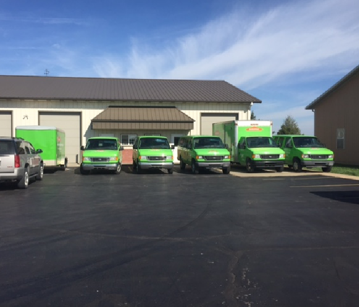 SERVPRO vehicles lined up and ready for any job